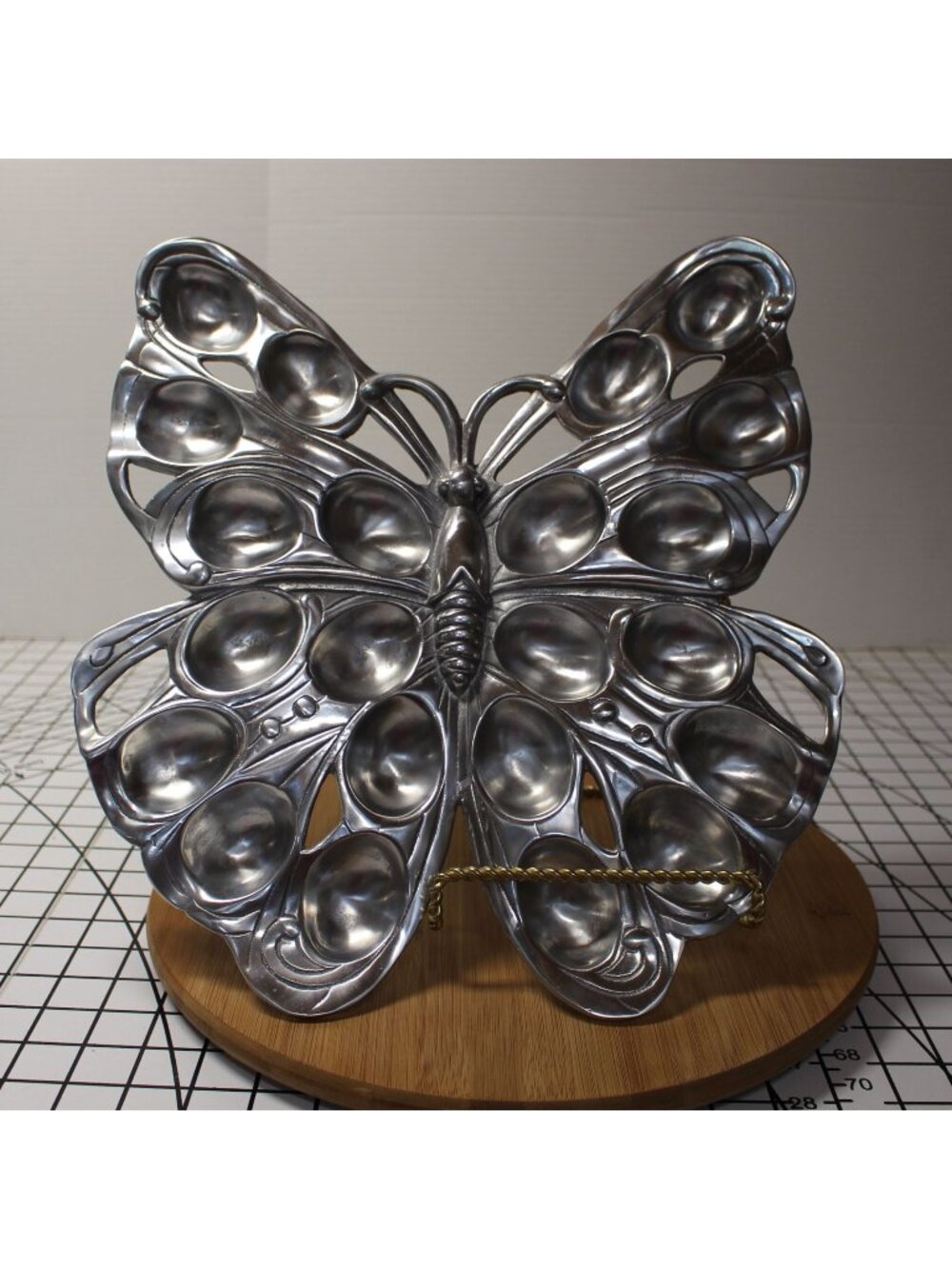 Arthur Court Butterfly Deviled Egg Holder Platter Aluminum 2007 w/ Original Box